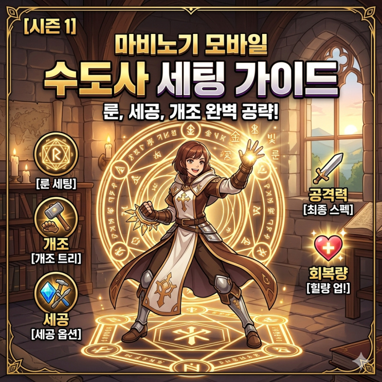 마비노기 모바일 수도사 룬, 세공, 개조, 프리즘 등 총정리