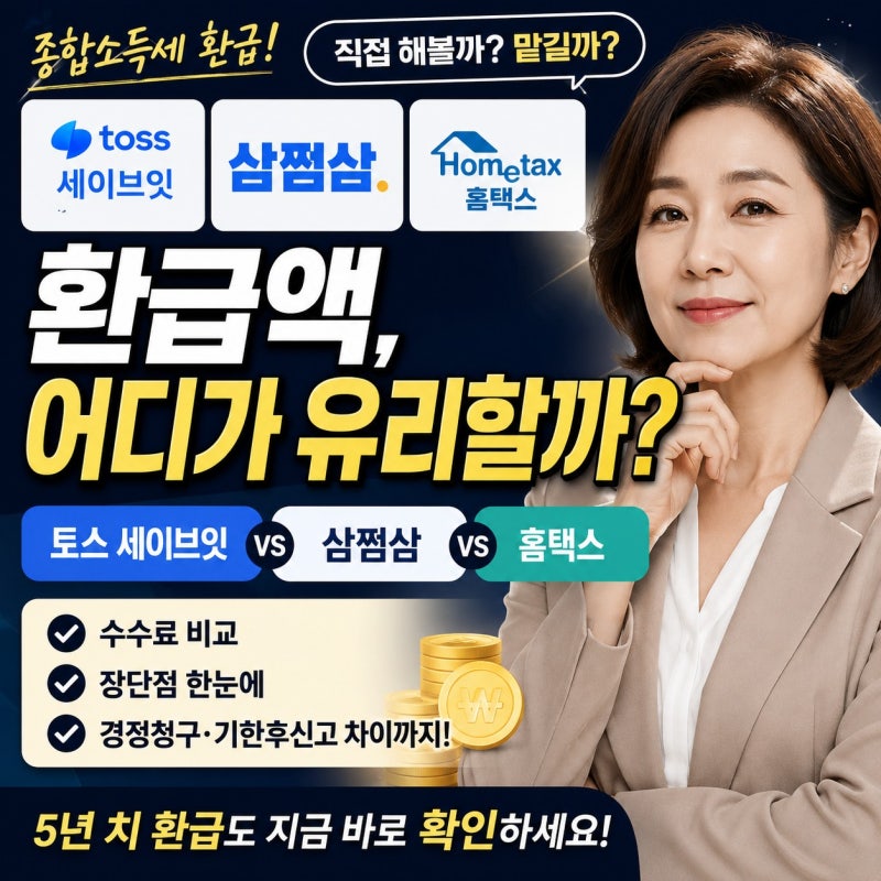 홈택스 경정청구 토스 세이브잇 삼쩜삼 종합소득세 환급 비교 정보 총정리