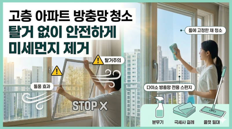 방충망 청소 방법 탈거 없는 고층 아파트 안쪽면 다이소 천원 스펀지 활용 가이드