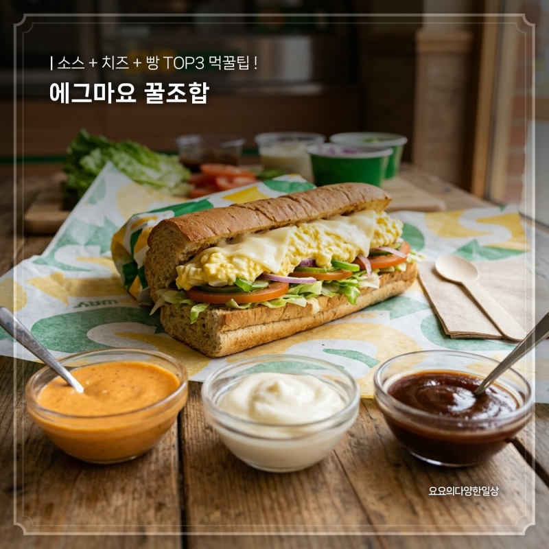 서브웨이 에그마요 꿀조합 소스 빵 치즈 , TOP3 먹꿀팁