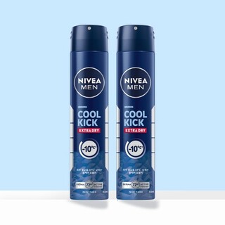  니베아 맨 데오드란트 스프레이 쿨 킥 200ml X 2개 - 신속한 쿨링 케어