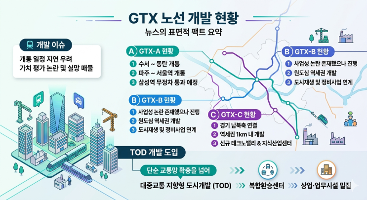  위기를 기회로, GTX 지연 보도 속 숨겨진 '초고밀도 TOD' 선점 지역 TOP 3