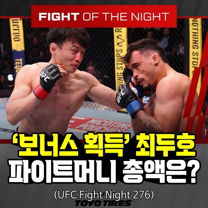 [UFC] 최두호·다니엘 산토스 대전료 얼마일까…‘10만 달러 보너스’ 포함 파이트머니 총액은....