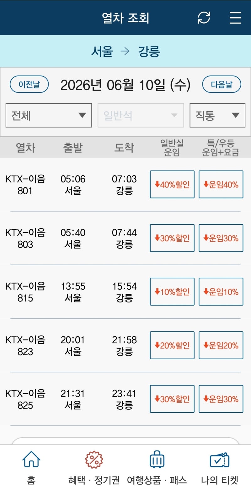 서울 청량리 KTX 강릉 예매 예약 방법 및 요금 할인 노선 정착역