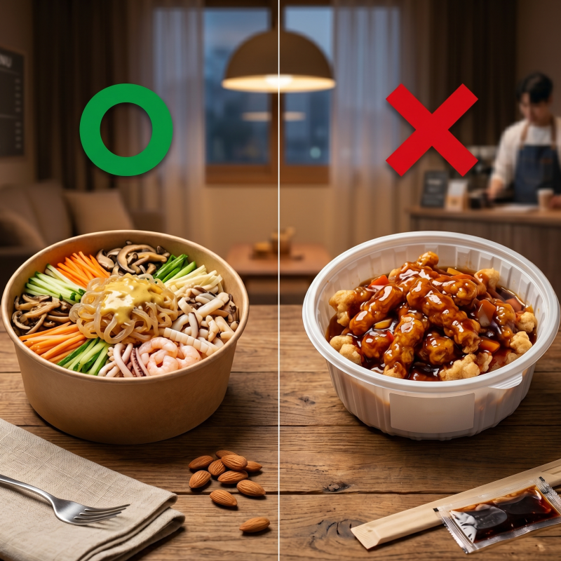 [일요일 저녁 메뉴] 중국집 배달, 짬뽕 말고 무조건 '이것' 시키세요! (살 안 찌는 배달 메뉴)