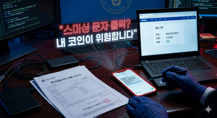  스미싱 문자 누르고 업비트 코인 해킹 착오 출금 피해금 회수법