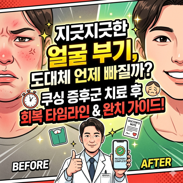  남들 다 빠지는 얼굴 붓기, 나만 안 빠질까? 쿠싱 증후군 치료 후 리얼 회복 기간 총정리