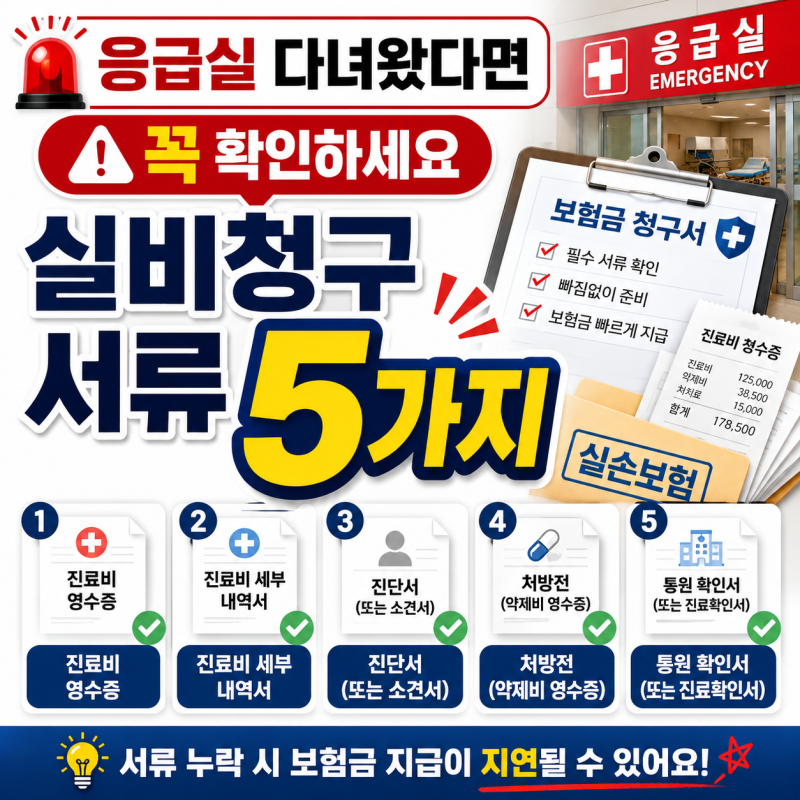 응급실 다녀왔다면 꼭 확인하세요, 실비청구 서류 5가지