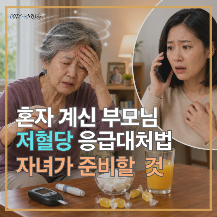  당뇨 부모님 혼자 계실 때 저혈당 응급대처법과 자녀 준비 가이드(응급안전안심 서비스까지)