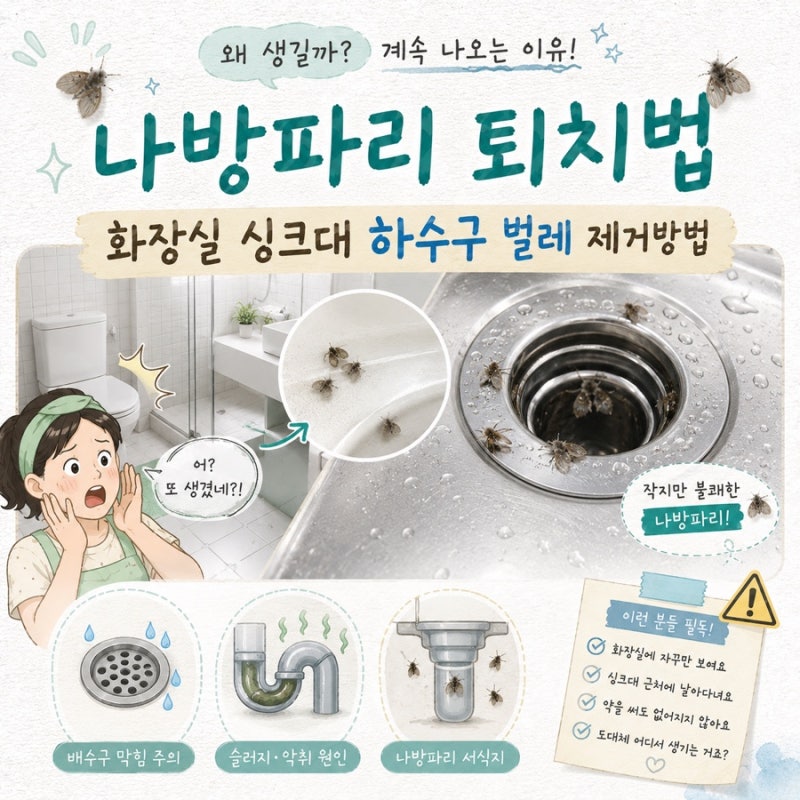 나방파리 퇴치 화장실 싱크대 하수구 벌레 제거방법