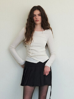  Layered Halter Strap T-Shirt - 레이어드 홀터넥 크림티