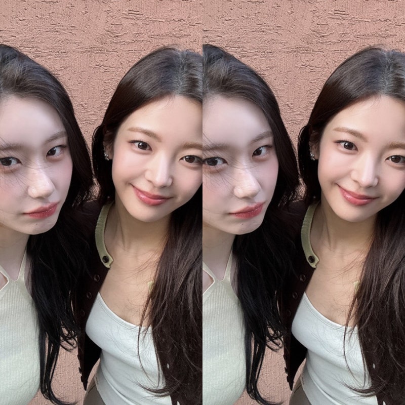 있지 채령 홀터넥 나시 레이어드 가디건 컷아웃 니트 옐로 노랑 리아 배색 가디건 브라운 슬....