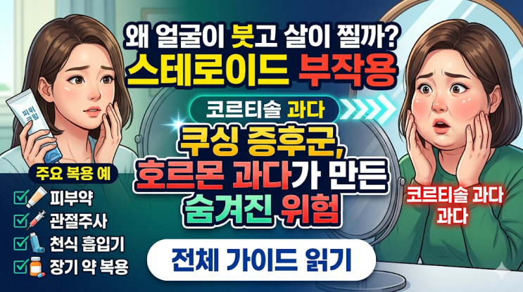  남들 다 걸리는 스테로이드 부작용, 나만 피해가는 5가지 핵심 관리법 (쿠싱 증후군 원인과 탈출구)