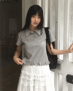  [MADE] 세쥬 도트 카라 프릴 반팔 티셔츠 - 캐주얼 러블리 데일리 무드