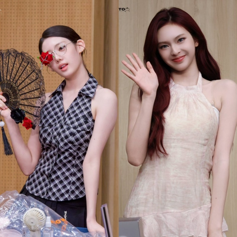 260516 베몬 로라 체크 홀터넥 셔츠 나시 블라우스 치키타 핑크 원피스 팬싸 팬사인회 옷정보