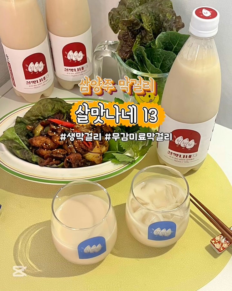  가성비 프리미엄막걸리 살맛나네13도 무감미료 삼양주 생막걸리 먹는법 후기