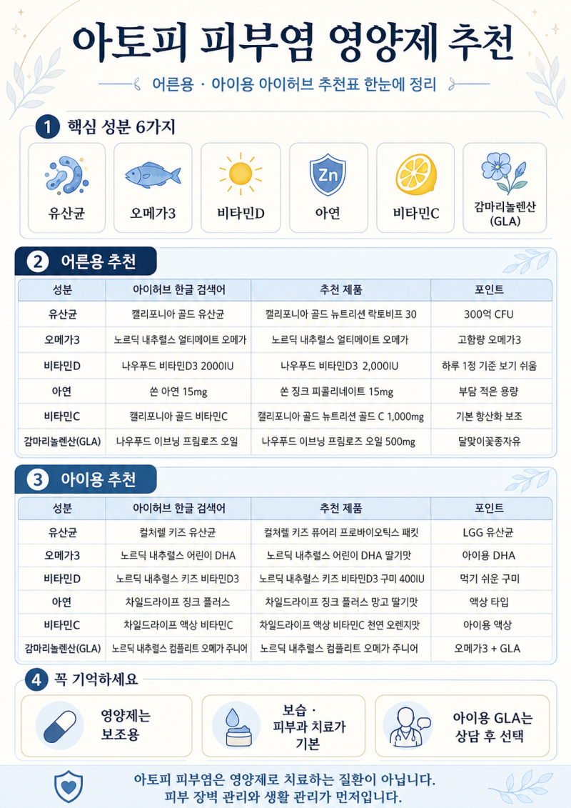 아토피 피부염 영양제 조합, 가려움보다 먼저 봐야 할 것