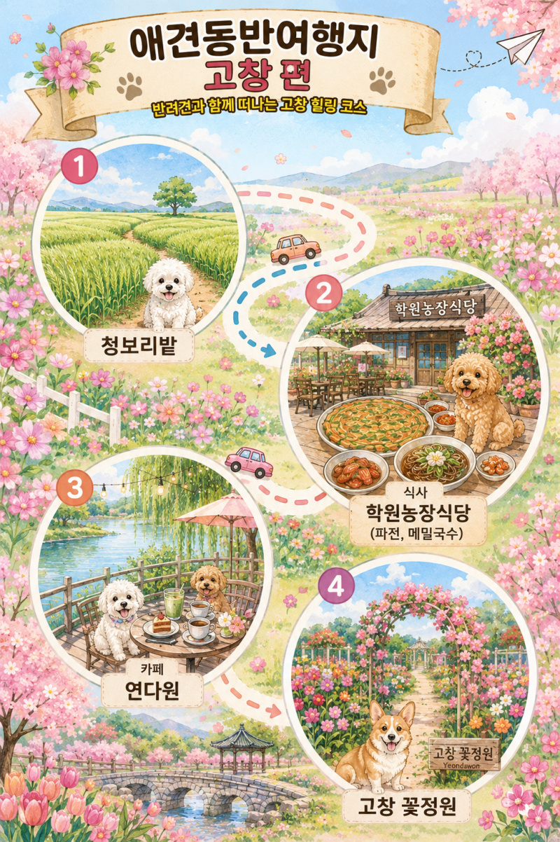 [애견 동반 여행] 고창 청보리밭, 연다원, 고창 꽃 정원, 전북 애견 동반 여행 가볼 만한 곳 고....