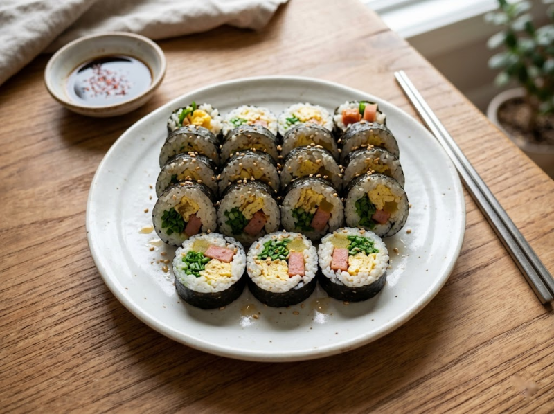 부추 계란 스팸 꼬마김밥: 한입에 쏙 집밥 레시피