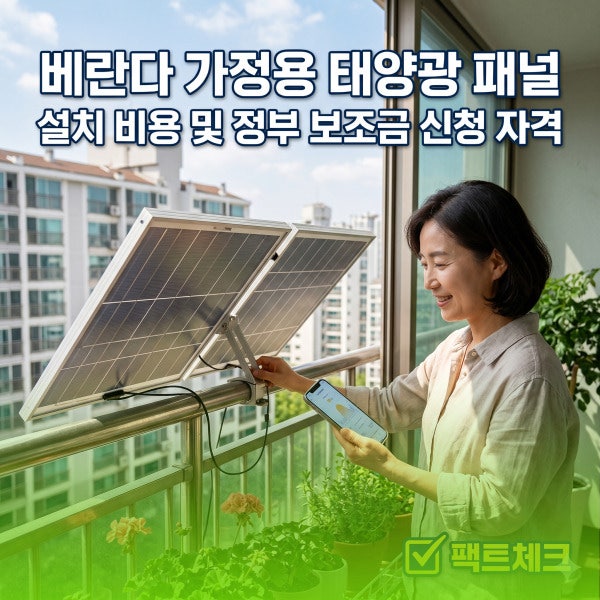 베란다 가정용 태양광 패널 설치 비용 및 정부 보조금 신청 자격 팩트체크