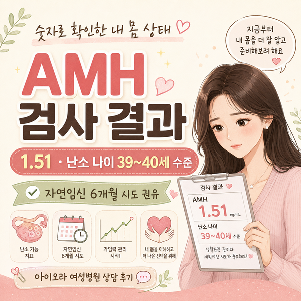 AMH 난소기능검사 결과 후기｜난소 나이 39~40세라는 말을 듣고
