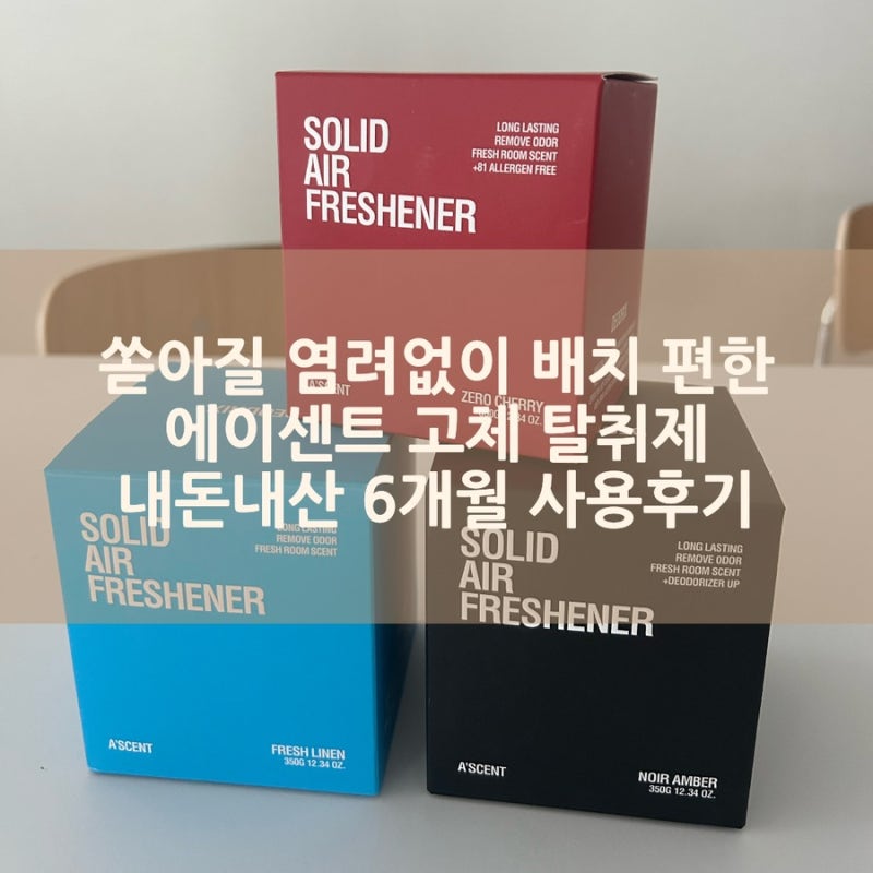 내돈내산 쏟아질까 걱정없는 에이센트 고체 탈취제 6개월 사용 후기 차량 집 탈취제인데 방....