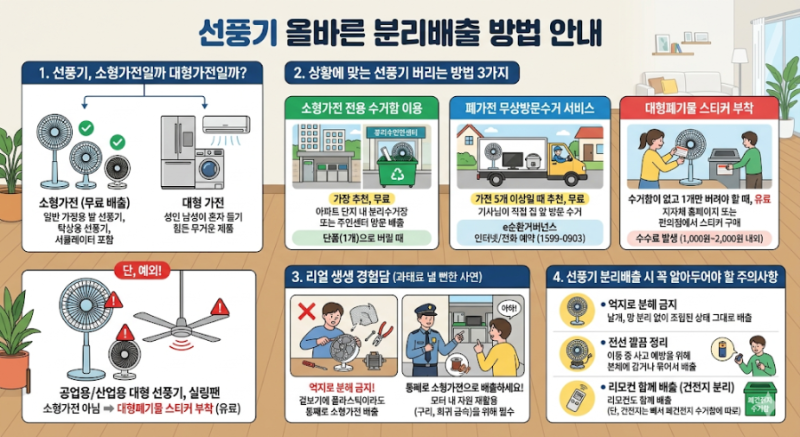 선풍기 버리는 법 대형폐기물vs소형가전 분리배출방법