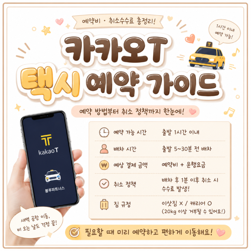 카카오 T 블루파트너스 예약 총정리 예약비부터 취소수수료까지 꼭 확인하세요!