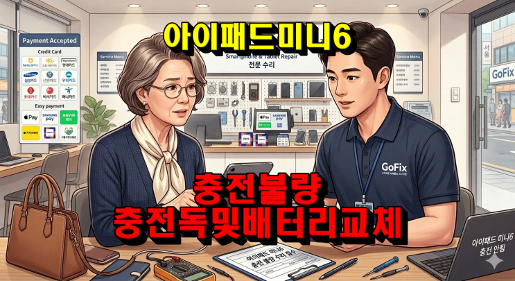  [아이패드/수리점] 충전기를 꽂아도 충전 표시만 뜨고 실제로 충전이 안 돼요… 아이패드 미니 6 가짜 충전 증상 완벽 해결기 