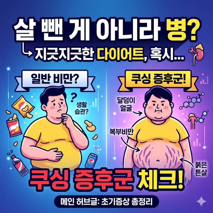  다이어트가 안 되는 이유, 쿠싱 증후군 때문일 수 있습니다