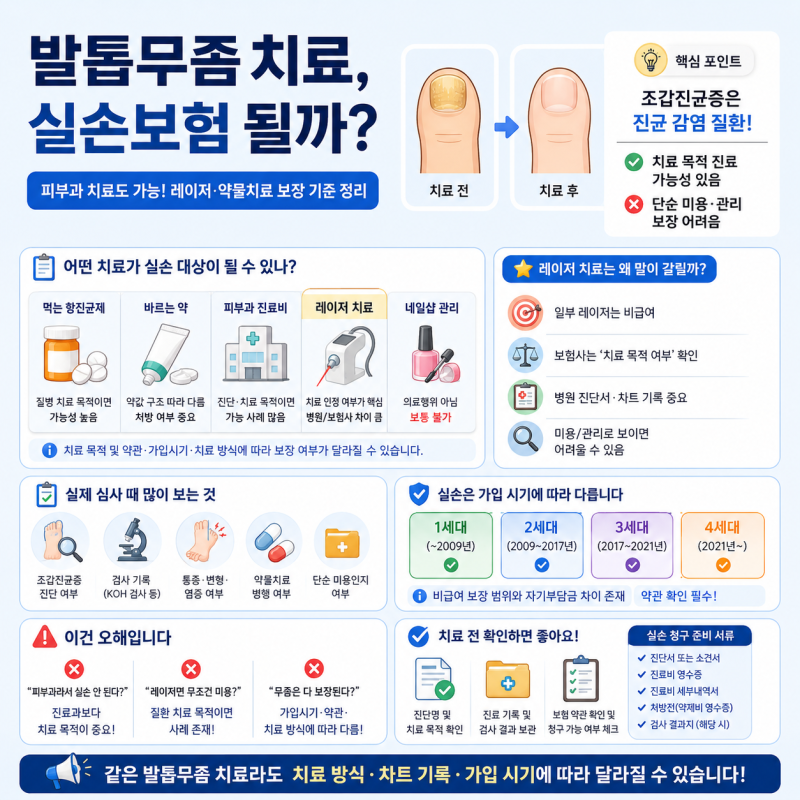 발톱무좀 레이저 치료, 실손보험 청구 가능할까? 기준 정리