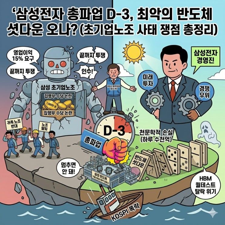  삼성전자 총파업 D-3, 최악의 반도체 셧다운 오나? (초기업노조 사태 쟁점 총정리)