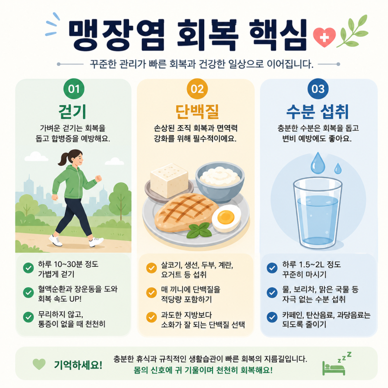 맹장염수술 후 빨리 회복하는법 운동 음식