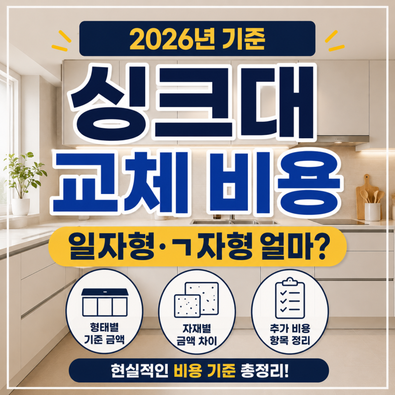 싱크대 교체 비용 2026년 기준, 일자형·ㄱ자형 얼마 나올까?