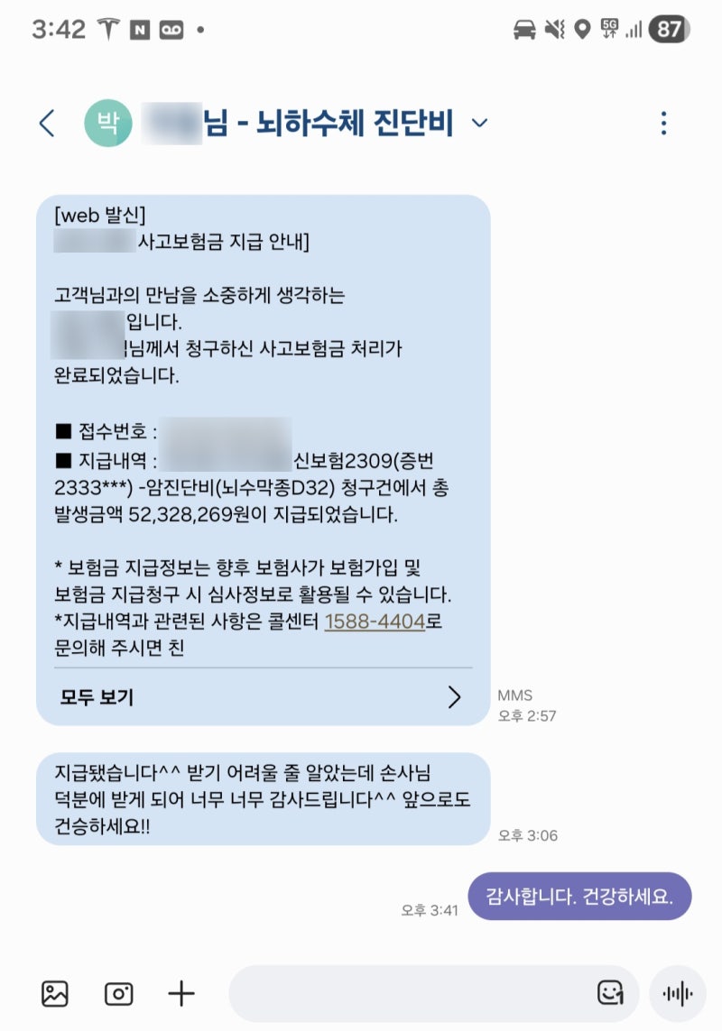 D32, D42 뇌수막종 악성암(일반암, 고액암) 진단비 인정받는 기준 - 총 5,000만원 지급 사례