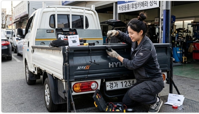 1톤 화물차 포터2 후방카메라 설치 비용 공임비 얼마일까요.?