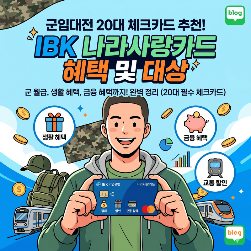 군입대전 20대 체크카드 추천 'IBK 나라사랑카드 혜택 및 대상'