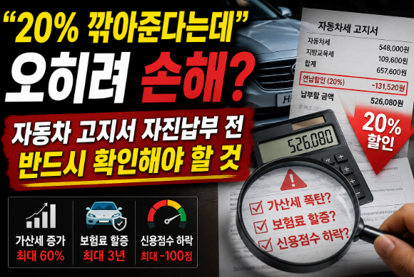 "20% 깎아준다는데 오히려 손해?"…자동차 고지서 자진납부 전 반드시 확인해야 할 것