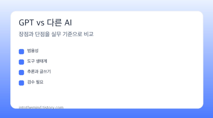 GPT는 다른 AI 모델보다 무엇이 좋고 아쉬울까: Claude·Gemini와 비교한 실전 장단점