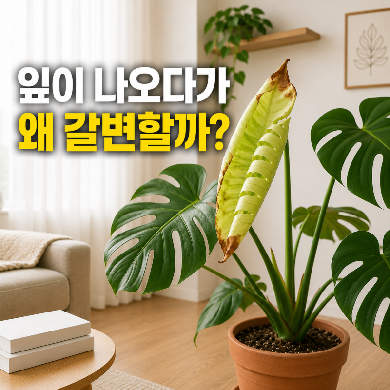 몬스테라 새 잎 갈변·말림 — 여름철 원인 4가지와 조치 기준