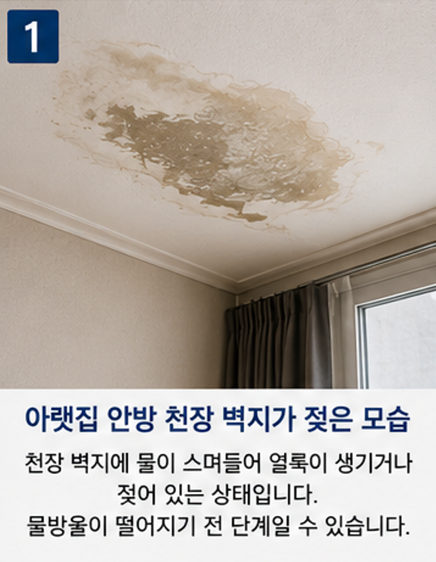 아파트 아랫집 안방 천장 벽지가 젖었다면? 보일러 배관 누수일까요, 단순 결로일까요?