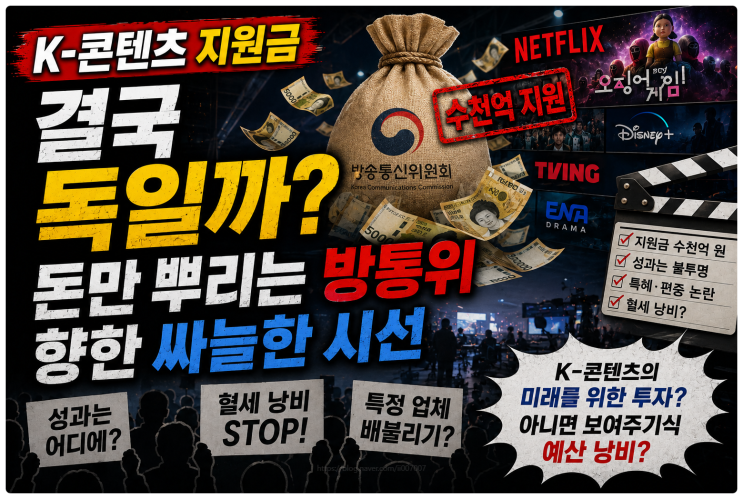  K-콘텐츠 지원금 결국 독일까? 돈만 뿌리는 방통위 향한 싸늘한 시선 (방송계)