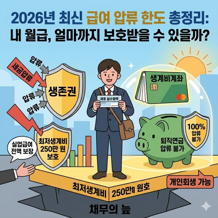  [2026년 최신] 급여 압류 한도 총정리: 내 월급 얼마까지 뺏기나? (구간별 계산법 완벽 가이드)