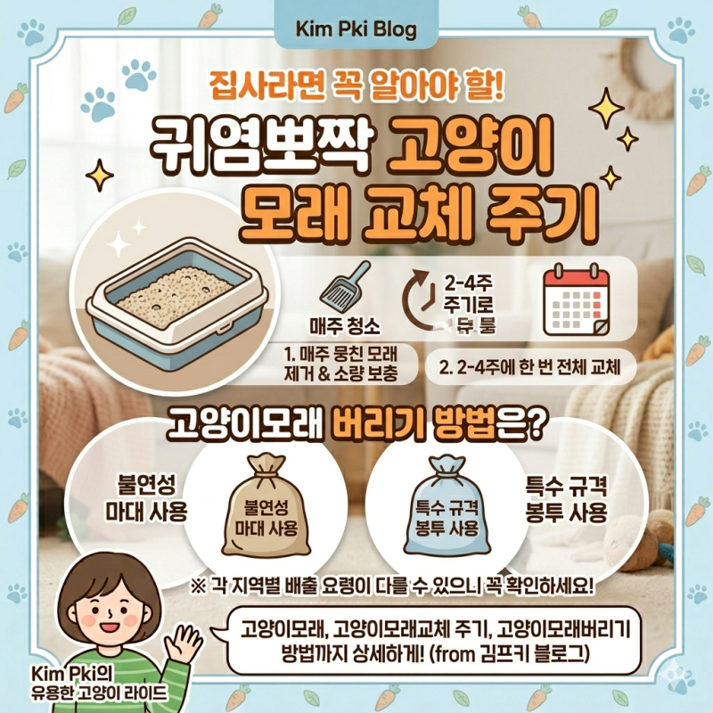 고양이 모래 교체 주기, 버리기 방법은?