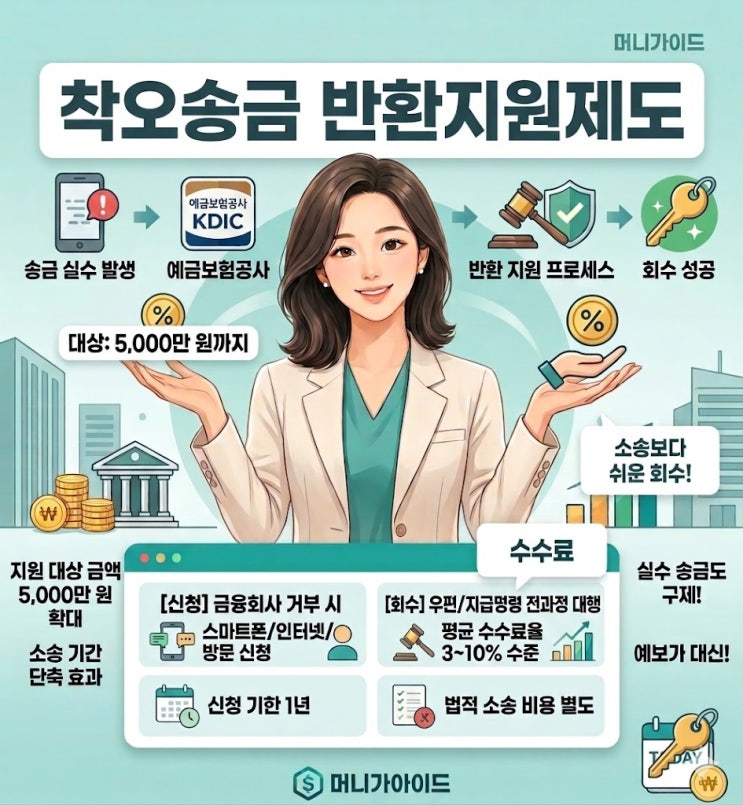  착오송금 반환지원제도 신청방법 대상 금액 수수료 총정리