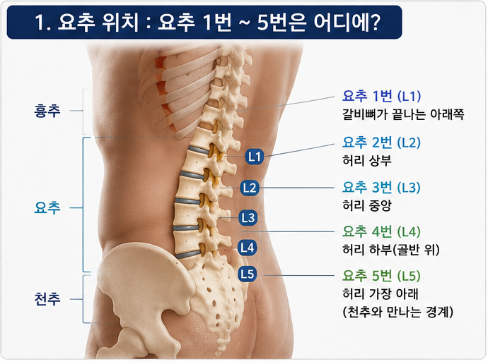 요추 위치 및 신경 부위 : 요추 1번 2번 3번 4번 5번 6번 뜻, 신경 · 통증 · 운동까지