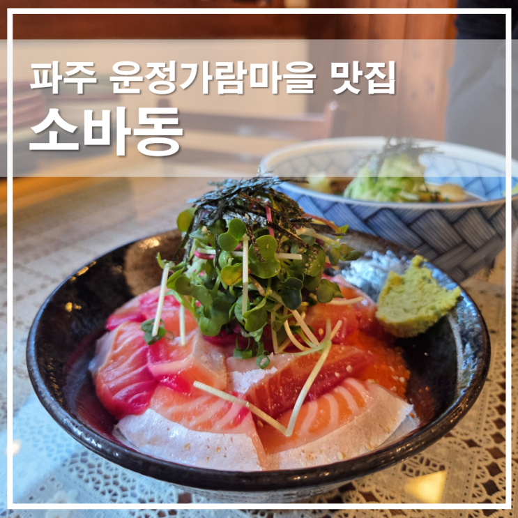  파주 가볼만한 곳 운정 가람마을 맛집 소바동, 냉소바와 연어뱃살동 후기