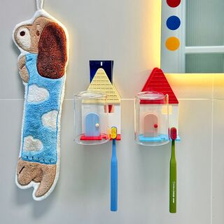  집모양 무타공 거꾸로 욕실 컵홀더 칫솔꽂이세트 - 공간 활용과 디자인을 잡은 욕실 필수템
