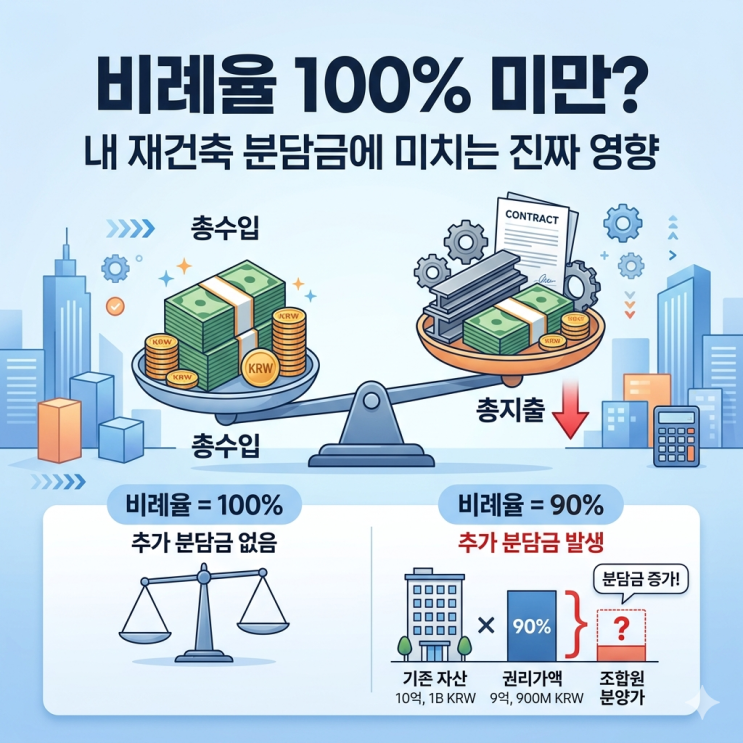  재건축 재개발 비례율 100% 보다 낮다 높다?