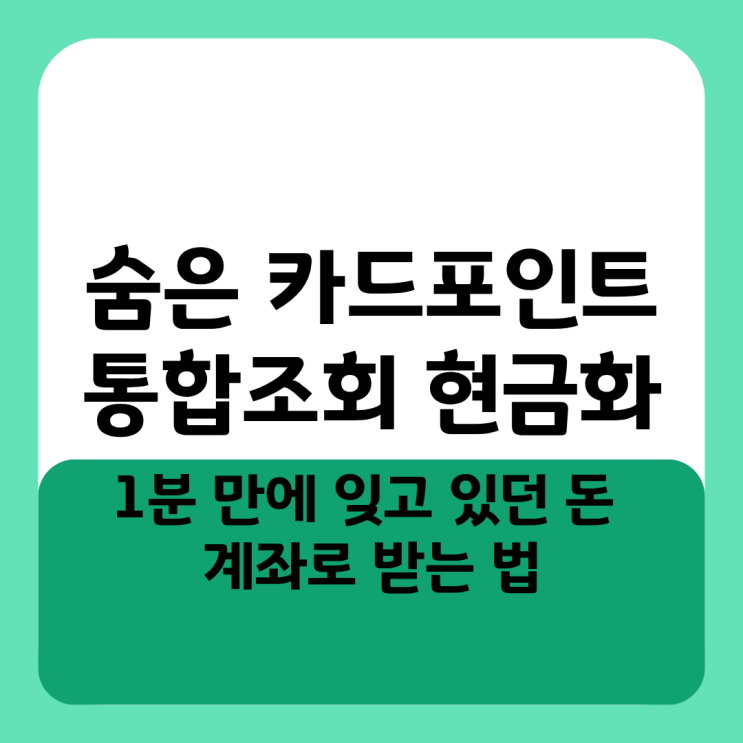  숨은 카드포인트 통합조회 현금화, 1분 만에 잊고 있던 돈 계좌로 받는 법